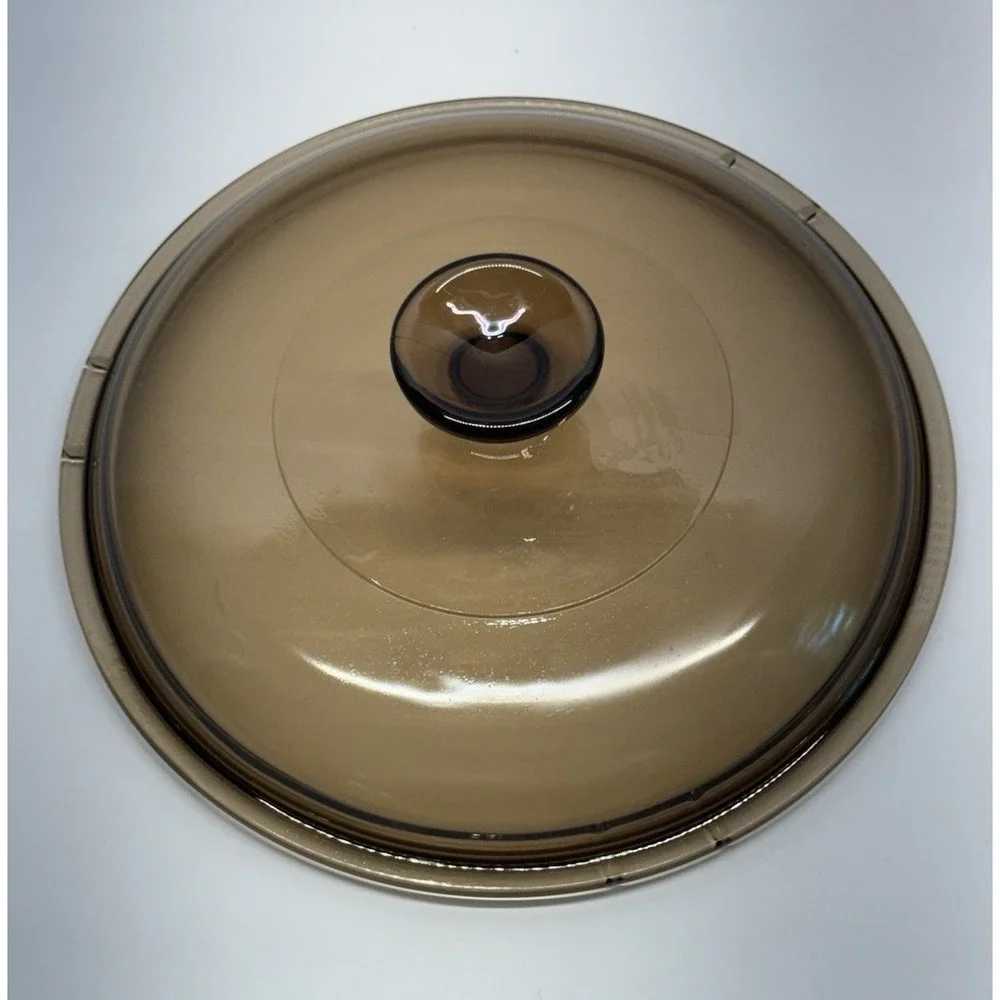 Brown Glass Round Casserole Lid with Knob Handle, Solid Color